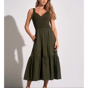 Elan Deep Olive Maxi Dress